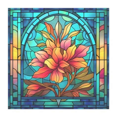 Flower Faux Stained Glass Window Cling Floral Stained Glass Window