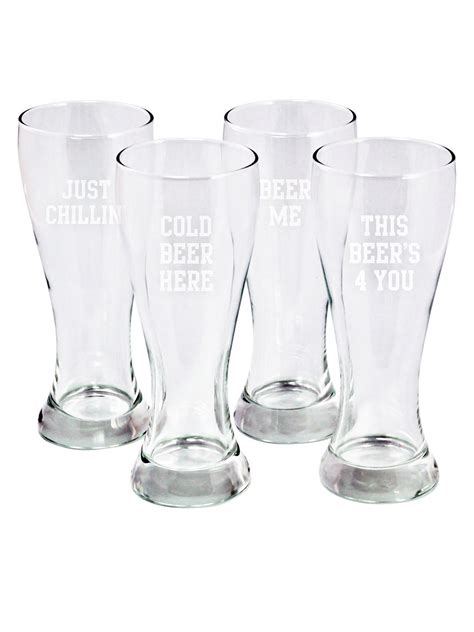 Cold Beer Here Pilsner Glasses Set Of 4 Beer Glasses Collection