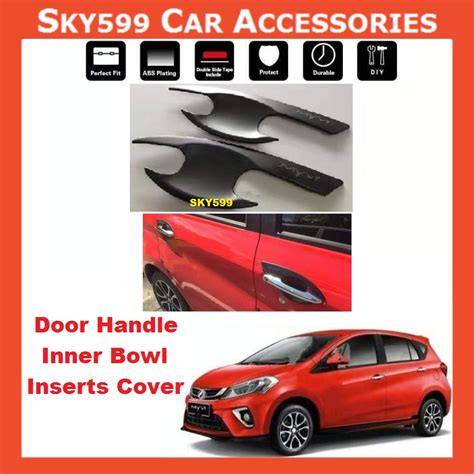 Perodua Myvi Matte Black Door Handle Inner Bowl Inserts Cover