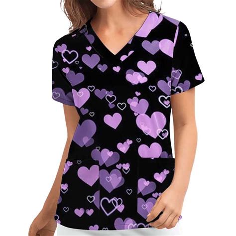 Fafwyp Plus Size Scrubs For Women Womens Valentine S Day Scrubs Tops