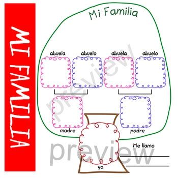 Mi Familia family tree spanish by Catherine S | TPT