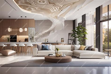 Premium AI Image | Intelligent Design Residential Interiors Redefined by Data Network Integration