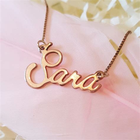 Custom 18k Rose Gold Plated Name Necklace Sara Name Pendant
