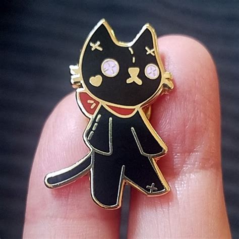 Cartoons Doll Black Cat Enamel Brooch Backpack Hat Bag Collar Lapel