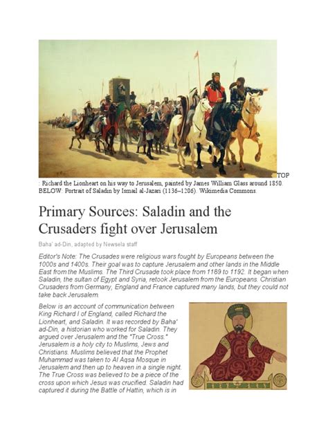 The Lionheart and Saladin: Negotiating Control of Jerusalem During the Third Crusade | PDF ...