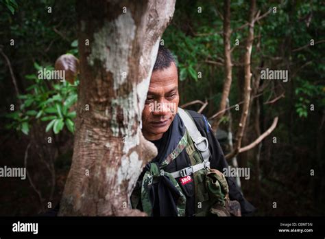 A Thai Soldier Along The Cambodian Border Stock Photo Alamy