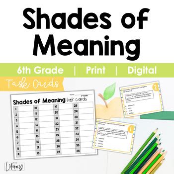 Shades Of Meaning Task Cards 6th Grade Google Apps TPT