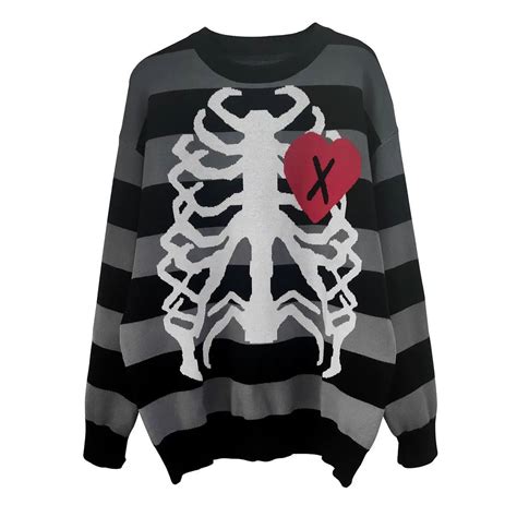 Secrets Pink Skeleton Heart Shape Sweater Alielnosirrah Swaggy Outfits