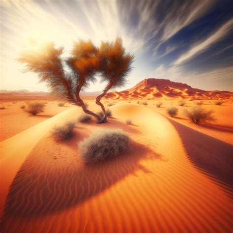 Premium AI Image There Is A Lone Tree In The Middle Of A Desert