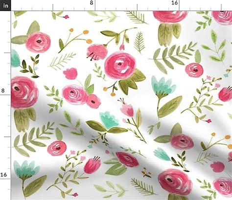 Spoonflower Fabric Happy Floral Rose Nursery Flowers