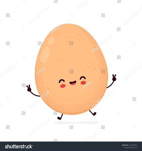 Cute Happy Chicken Egg Vector Flat Cartoon Royalty Free Stock Vector