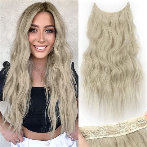 Invisible Wire Hair Extensions With Transparent Headband Adjustable