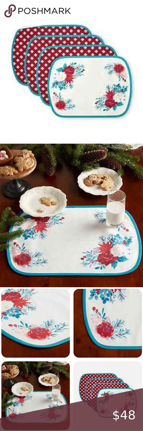 New Pioneer Woman Wishful Winter Fabric Placemats Set Of 4