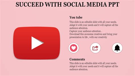 Social Media Ppt Template Youtube Logo