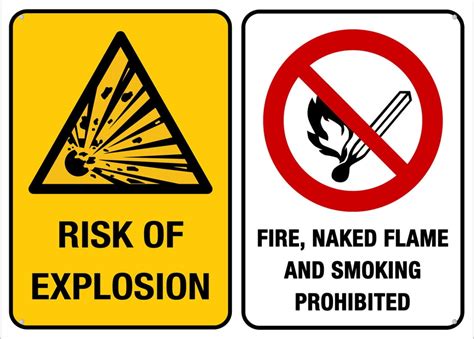 Risk Of Explosion Fire Naked Flame And Smoking Prohibited For House Door Office Business Yard
