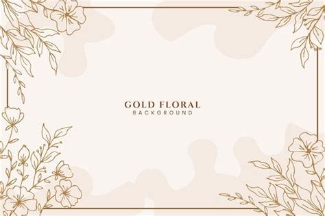 Premium Vector Elegant Golden Floral Background With Hand Drawn