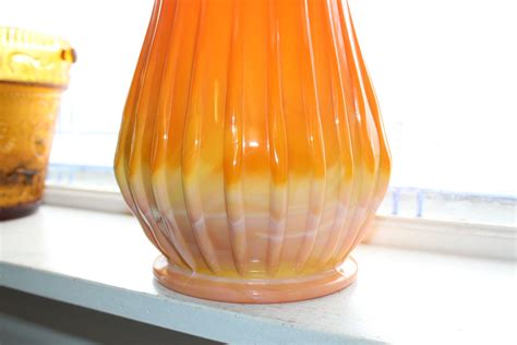 Large Orange Glass Vase 22 75 Vintage Mid Century Modern Swung Glass