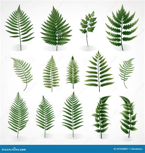 Minimalistic Fern Set Vector Svg Flat Animation Asset Stock