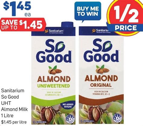 Sanitarium So Good Uht Almond Milk 1 Litre Offer At Foodland