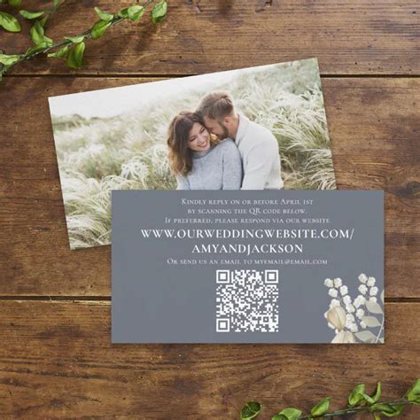 Elegant Wedding Qr Code Simple Dusty Blue Enclosure Card Zazzle