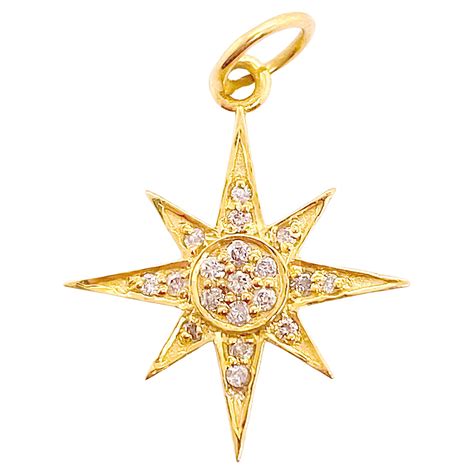 Compass Diamond Necklace North Star Karat Yellow Gold Pave