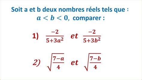 Ex Comparer Deux Nombres R Els Ordre Dans L Ensemble R Tronc Commun