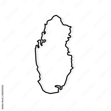 black outline of Qatar map- vector illustration Stock Vector | Adobe Stock