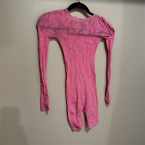 Skims Hot Pink Long Sleeve Shorts Romper Worn Once Depop