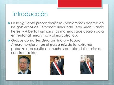 Los Gobiernos De Belaunde Alan García Y Fujimori 1ºd