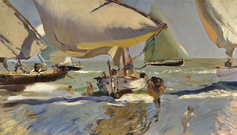 Joaquin Sorolla Soroya Bateaux Sur Le Rivage Cm