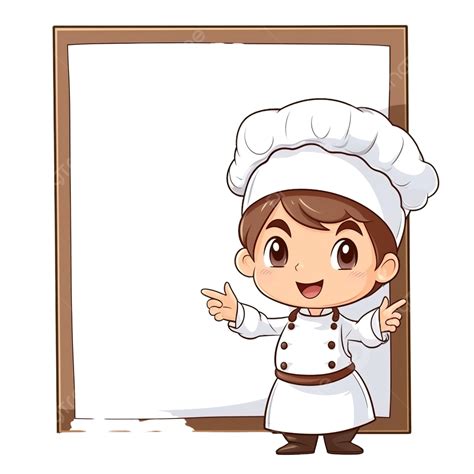 Chef Bonito Dos Desenhos Animados Apresenta Ilustração De Placa De Menu