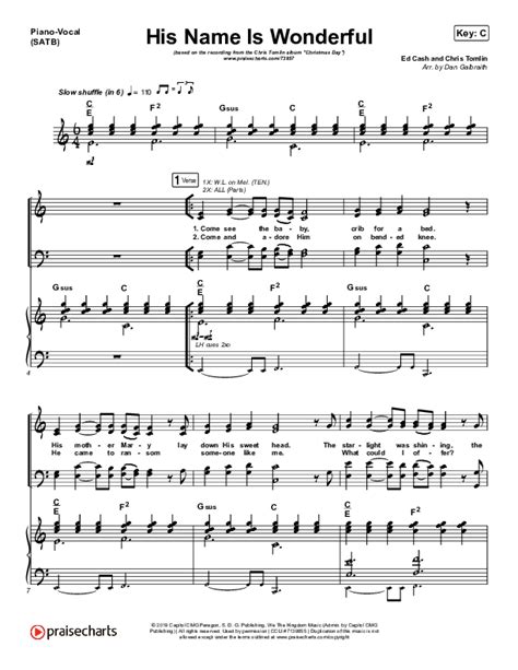 His Name Is Wonderful Sheet Music PDF (Chris Tomlin) - PraiseCharts