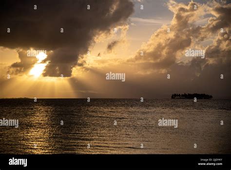 Sunset on an island in the San Blas Islands in Panama Stock Photo - Alamy