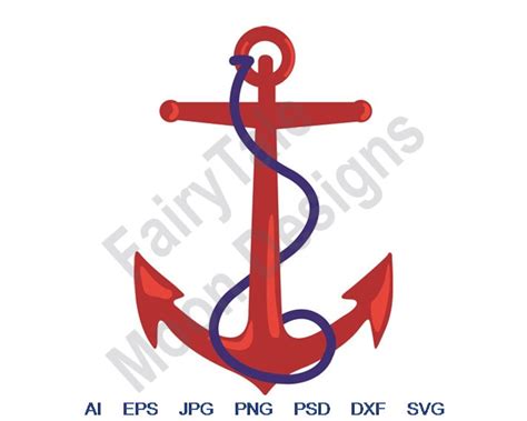 Red & Blue Anchor Svg, Dxf, Eps, Png, Jpg, Vector Art, Clipart, Cut ...