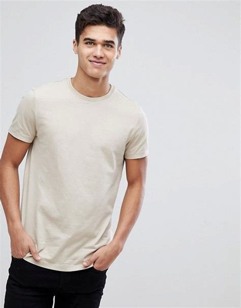 Asos Design Crew Neck T Shirt In Beige Asos Beige T Shirts Asos