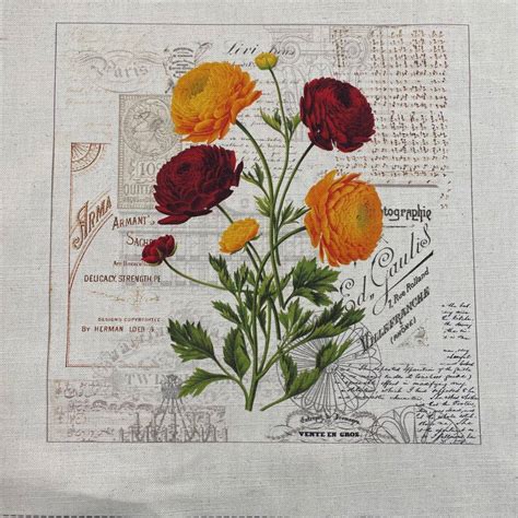 Botanical Journal Ranunculus Mini Panel Stroud Street Textiles