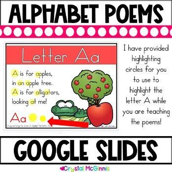 Alphabet Poems For Shared Reading GOOGLE SLIDES And Colored Printable