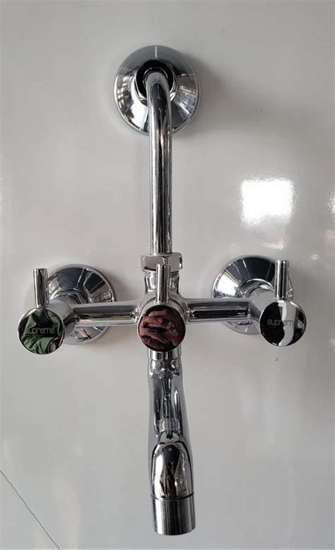 Three Handle Supreme In Brass Wall Mixer For Bathroom Fitting At