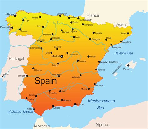 Spain holiday destinations map - Holiday destinations in Spain map ...