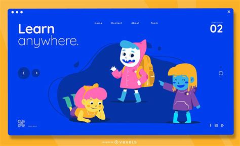 Learn Anywhere Kids Landing Page Vector Download