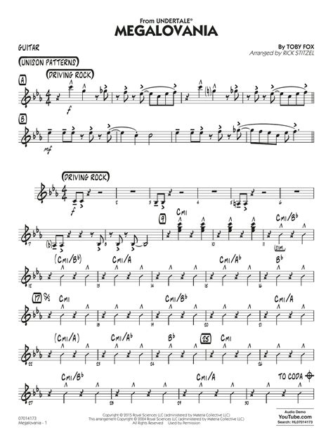 Megalovania Arr Rick Stitzel Guitar Sheet Music Toby Fox Jazz