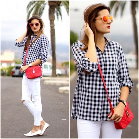 Lista Foto Outfit Camisa Cuadros Blanco Y Negro Mujer Lleno