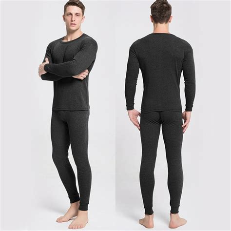 Elegant Choise Mens Thermal Underwear Set Long Johns Sets With Fleece Lined Black 3xl