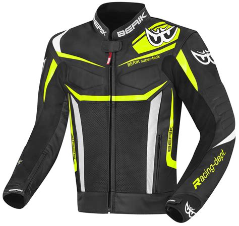 Berik Zacura Evo Chaqueta De Cuero De La Motocicleta Negro Blanco