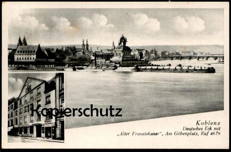 Alte Postkarte Koblenz Deutsches Eck Mit Alter Franziskaner