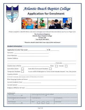 Fillable Online Atlantis Beach Baptist College Home Fax Email Print