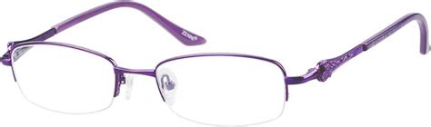 Purple Metal Alloy Stainless Steel Half Rim Frame With Spring Hinges