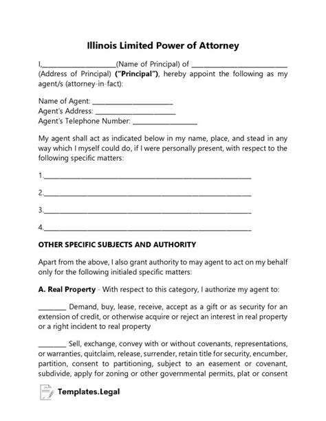 Illinois Power Of Attorney Templates Free Word Pdf And Odt