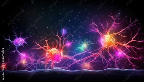 Detailed Illustration Of Human Brain And Neuron Cells With Intricate