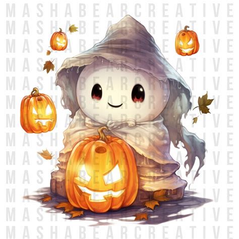 Watercolour Halloween Kawaii Bundle Witches Ghosts Etsy